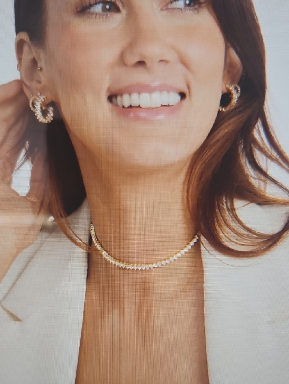 Melinda Maria  Not Your Basic Tennis Choker  Gold|White Diamondettes - Picture 6 of 8